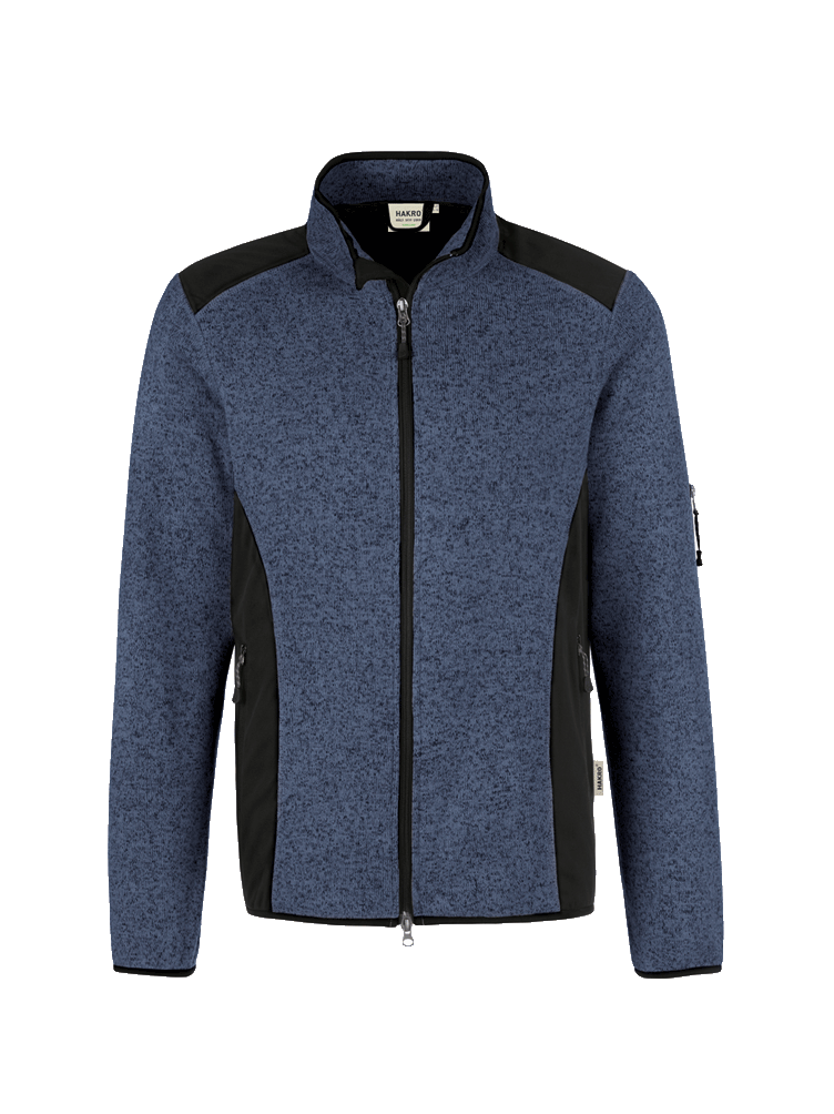 Herren Strickfleecejacke Hakro Dawson 836 marine meliert 329_1